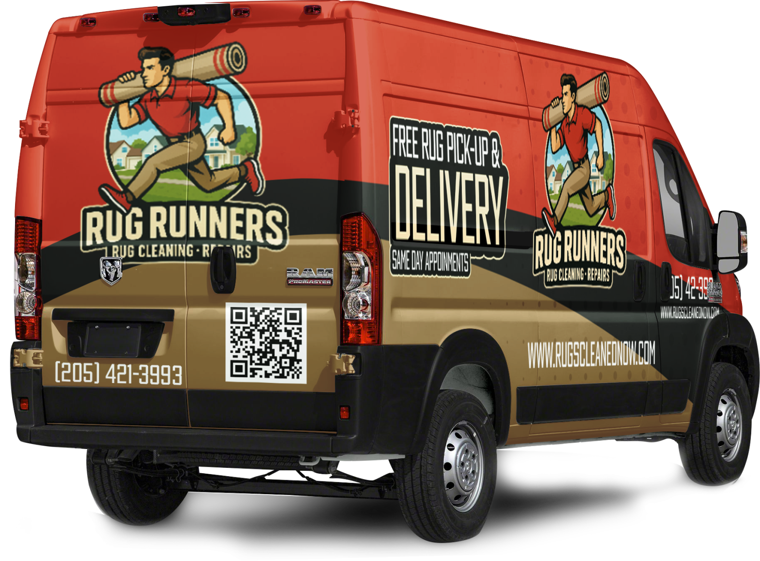Rug Runners professional rug cleaning van serving Birmingham, AL — free pickup and delivery